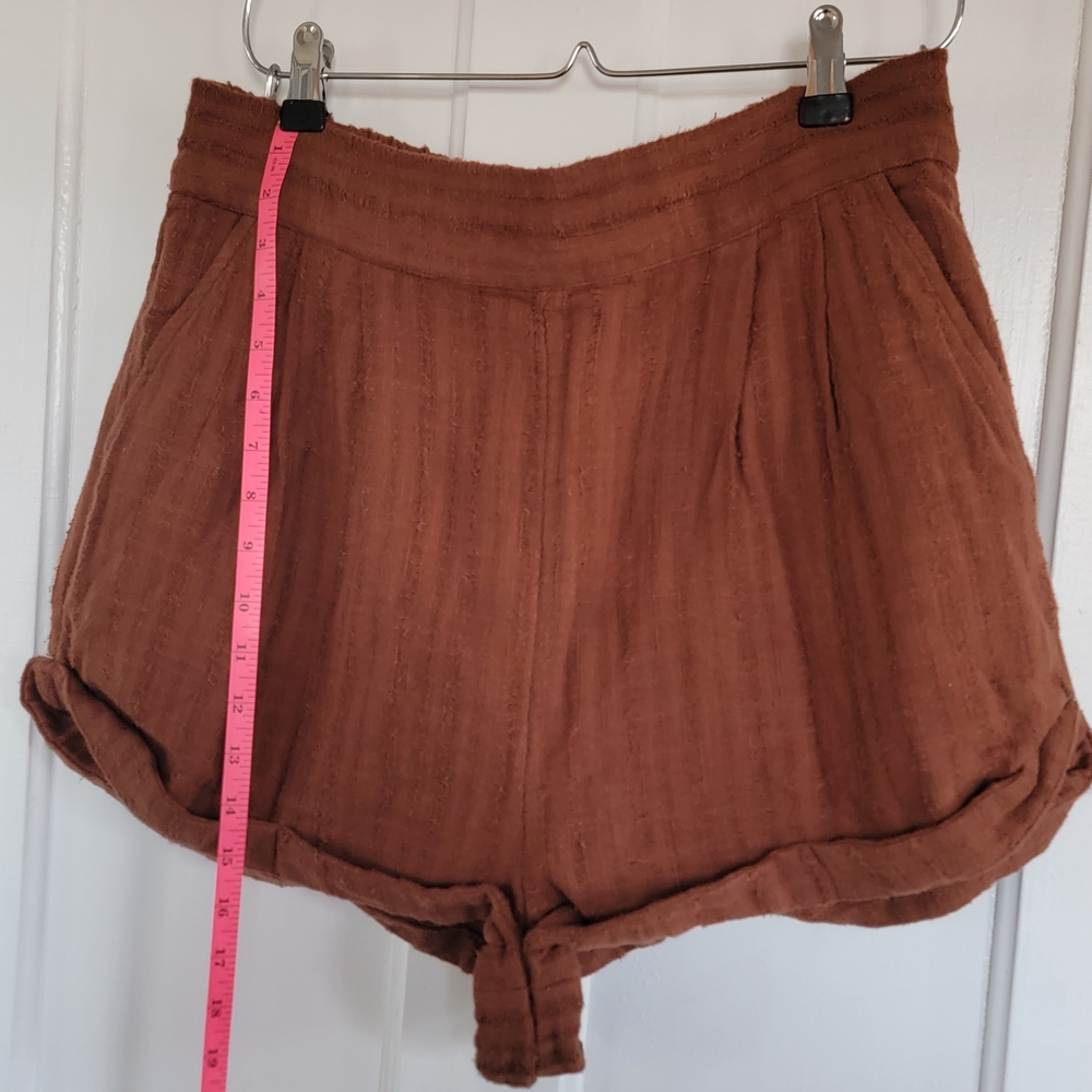 Free People Women's Linen Brown Shorts